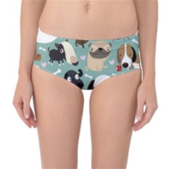 Dog Pattern Mid-waist Bikini Bottoms by Mjdaluz