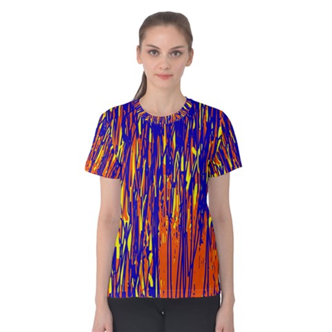 Orange, Blue And Yellow Pattern Women s Cotton Tee by Valentinaart