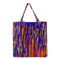 Orange, Blue And Yellow Pattern Grocery Tote Bag by Valentinaart