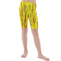 Yellow Pattern Kid s Mid Length Swim Shorts by Valentinaart