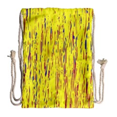 Yellow Pattern Drawstring Bag (large) by Valentinaart