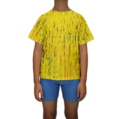 Yellow Pattern Kid s Short Sleeve Swimwear by Valentinaart