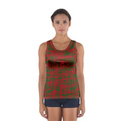 Green And Red Pattern Women s Sport Tank Top  by Valentinaart