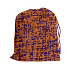 Blue And Orange Decorative Pattern Drawstring Pouches (xxl)