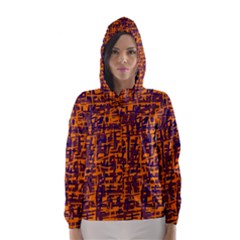 Orange And Blue Pattern Hooded Wind Breaker (women) by Valentinaart