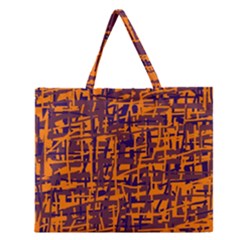 Orange And Blue Pattern Zipper Large Tote Bag by Valentinaart