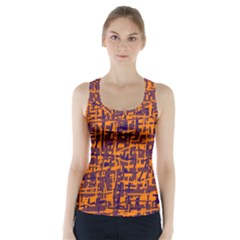 Orange And Blue Pattern Racer Back Sports Top by Valentinaart