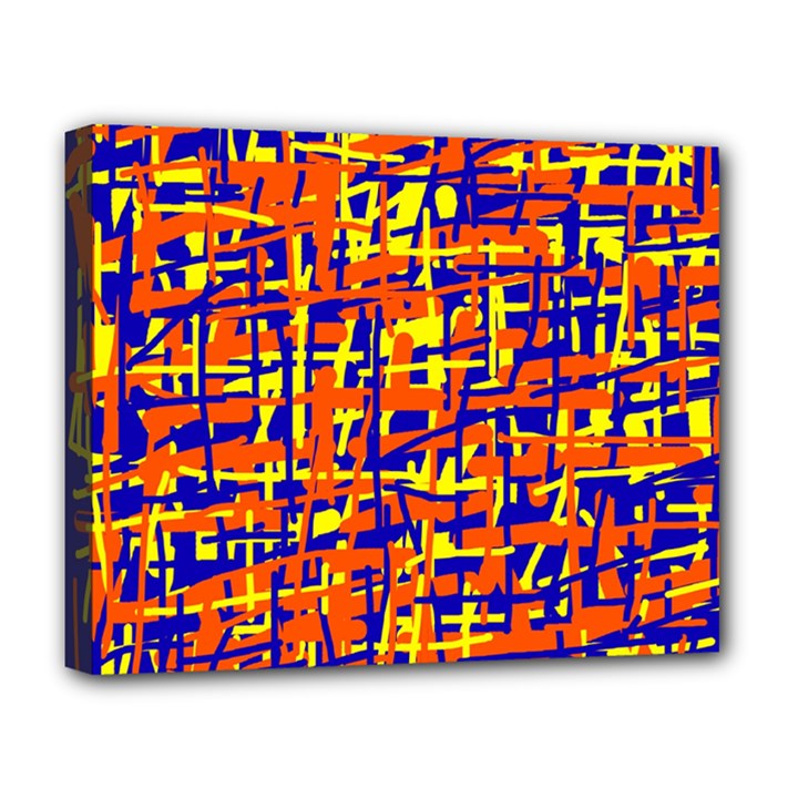 Orange, blue and yellow pattern Deluxe Canvas 20  x 16  