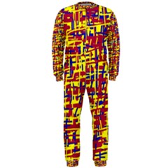 Red, Yellow And Blue Pattern Onepiece Jumpsuit (men)  by Valentinaart