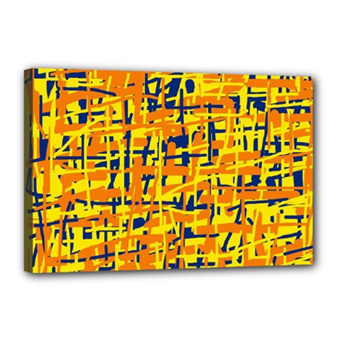 Yellow, Orange And Blue Pattern Canvas 18  X 12  by Valentinaart