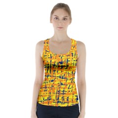 Yellow, Orange And Blue Pattern Racer Back Sports Top by Valentinaart