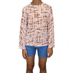 Brown Elegant Pattern Kid s Long Sleeve Swimwear by Valentinaart