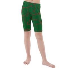 Green And Red Pattern Kid s Mid Length Swim Shorts by Valentinaart