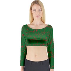 Green And Red Pattern Long Sleeve Crop Top by Valentinaart