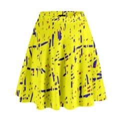 Yellow Summer Pattern High Waist Skirt by Valentinaart