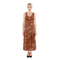 Brown Elelgant Pattern Sleeveless Maxi Dress by Valentinaart