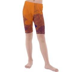 Orange And Blue Artistic Pattern Kid s Mid Length Swim Shorts by Valentinaart