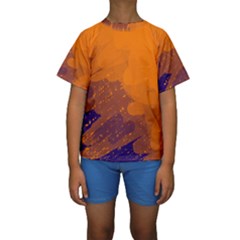 Orange And Blue Artistic Pattern Kid s Short Sleeve Swimwear