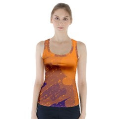 Orange And Blue Artistic Pattern Racer Back Sports Top by Valentinaart