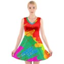 Colorful abstract design V-Neck Sleeveless Skater Dress View1