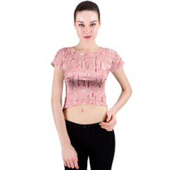 Elegant Pink Pattern Crew Neck Crop Top by Valentinaart