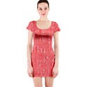 Red pattern Short Sleeve Bodycon Dress View1