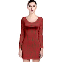 Red Pattern Long Sleeve Velvet Bodycon Dress by Valentinaart