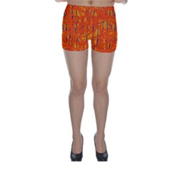 Orange Pattern Skinny Shorts