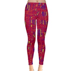 Red And Blue Pattern Leggings  by Valentinaart