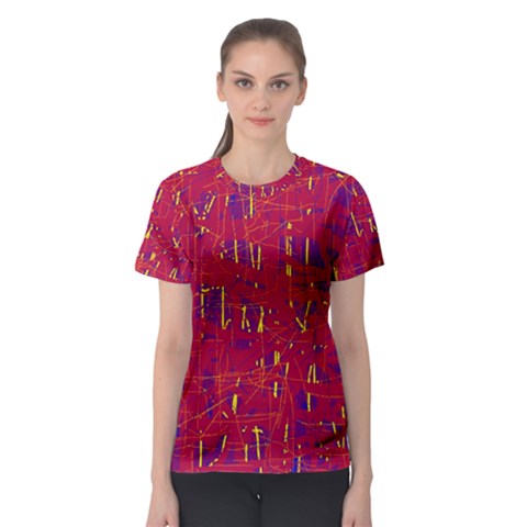 Red And Blue Pattern Women s Sport Mesh Tee by Valentinaart