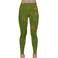 Green Pattern Yoga Leggings  by Valentinaart