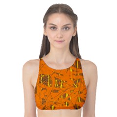 Orange Pattern Tank Bikini Top by Valentinaart