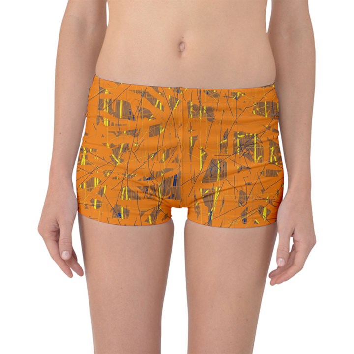 Orange pattern Reversible Boyleg Bikini Bottoms