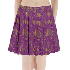 Purple Pattern Pleated Mini Mesh Skirt by Valentinaart