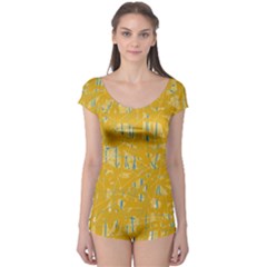 Yellow pattern Boyleg Leotard 