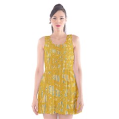 Yellow Pattern Scoop Neck Skater Dress by Valentinaart