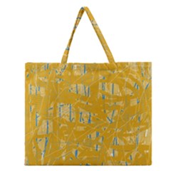 Yellow pattern Zipper Large Tote Bag