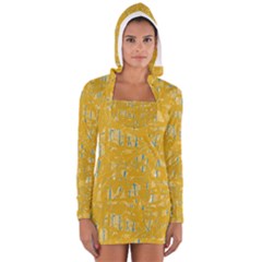 Yellow pattern Women s Long Sleeve Hooded T-shirt