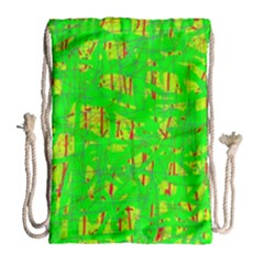 Neon green pattern Drawstring Bag (Large)
