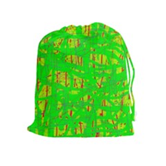 Neon green pattern Drawstring Pouches (Extra Large)