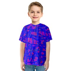 Blue Pattern Kid s Sport Mesh Tee