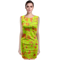 Yellow And Orange Pattern Classic Sleeveless Midi Dress by Valentinaart