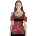 Red and black pattern Butterfly Sleeve Cutout Tee  View1