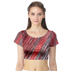 Red And Black Elegant Pattern Short Sleeve Crop Top (tight Fit) by Valentinaart