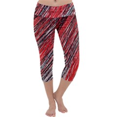 Red And Black Elegant Pattern Capri Yoga Leggings