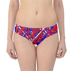 Red And Blue Pattern Hipster Bikini Bottoms by Valentinaart