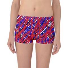 Red And Blue Pattern Reversible Boyleg Bikini Bottoms by Valentinaart