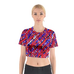 Red And Blue Pattern Cotton Crop Top by Valentinaart