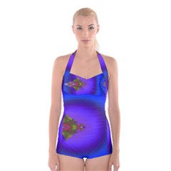 Into The Blue Fractal Boyleg Halter Swimsuit 