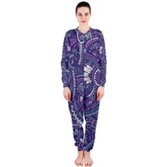 Purple Hippie Flowers Pattern, Zz0102, Onepiece Jumpsuit (ladies) by Zandiepants